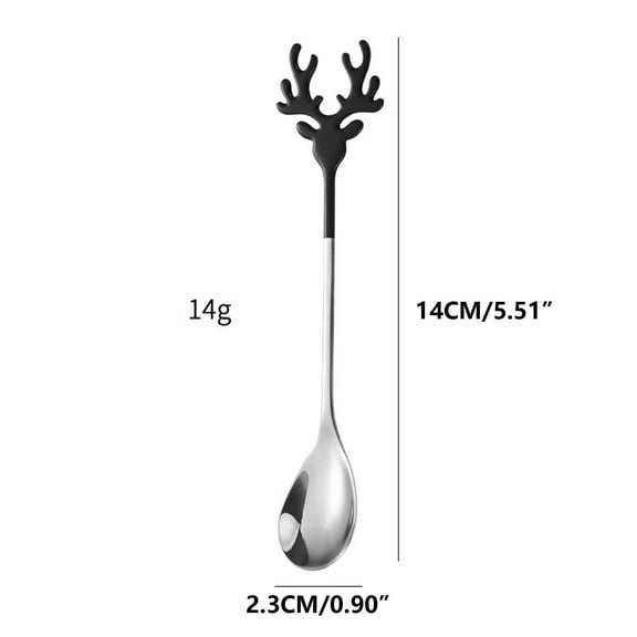 EUDIDV Christmas Products Christmas Spoons Christmas Gift Reindeer Spoon 304 Stainless Steel Coffee Spoon Mixing Spoon Dessert Ice Cream Spoon Festive Supplies