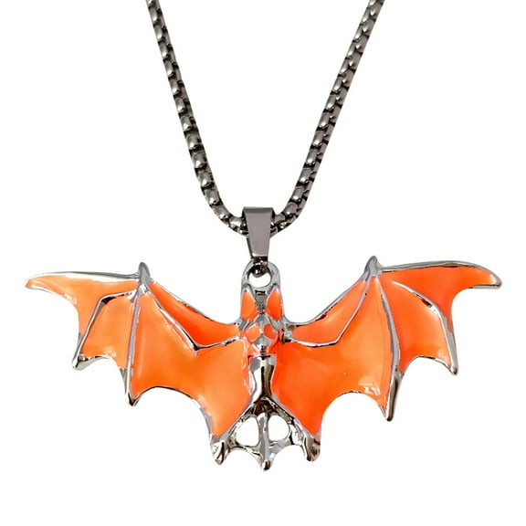 EUDIDV Creepy Halloween Props Halloween Dark Glowing Bats Pendant New Cool Street Festival Necklace Accessory Halloween Ornaments