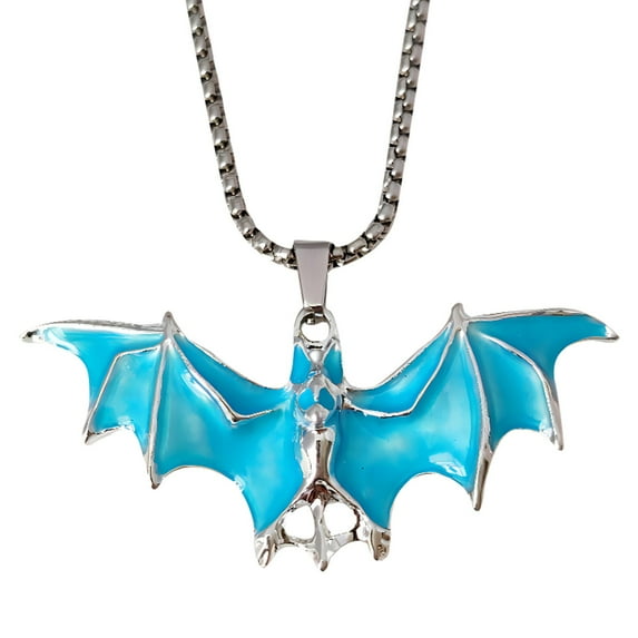 EUDIDV Creepy Halloween Props Halloween Dark Glowing Bats Pendant New Cool Street Festival Necklace Accessory Halloween Ornaments