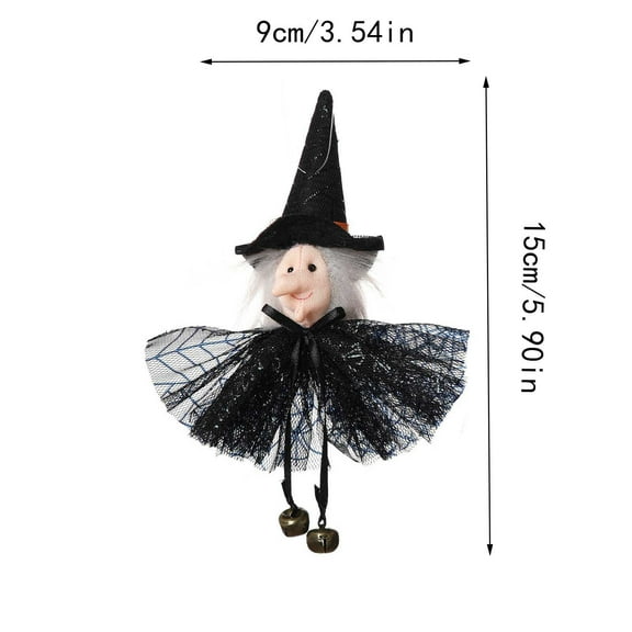 EUDIDV Creepy Tabletop Decor Halloween Venue Layout Props Gauze Skirt Bell Pendant Witch Pendant Halloween Figurines