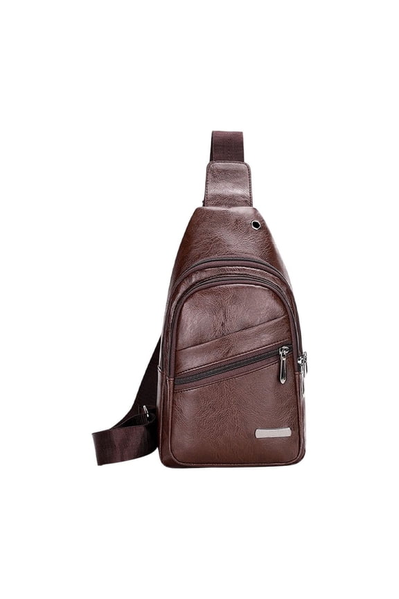 Crossbody Bag;Men's Soft Leather Chest Bag Stylish One Shoulder Bag Waterproofing Casual Business Crossbody Sling Bag Simply Casual Backpack;Suitable for Going Out and Travel