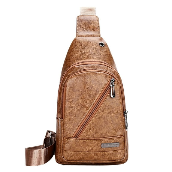 EUDIDV Crossbody Bag;Men's Soft Leather Chest Bag - Stylish One-Shoulder Bag - Waterproofing Casual Business Sling Bag;Suitable for Going Out and Travel