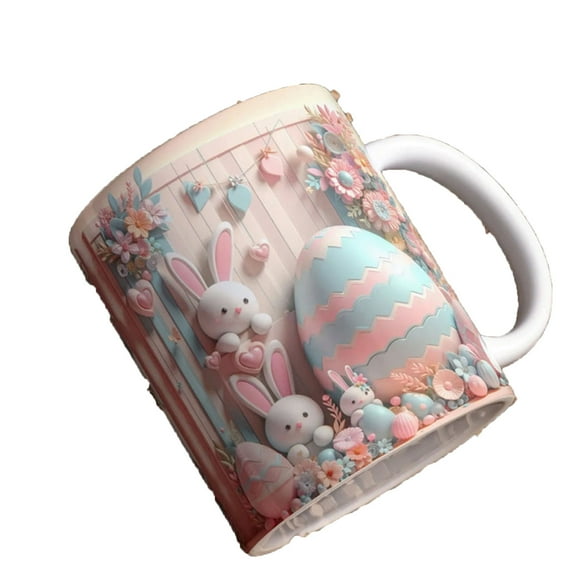 EUDIDV Decorative Ceramic Mug 350ml Easter Bunny Ceramic Coffee Mug Tea Cup Valentine's Day Large Ceramic Mug