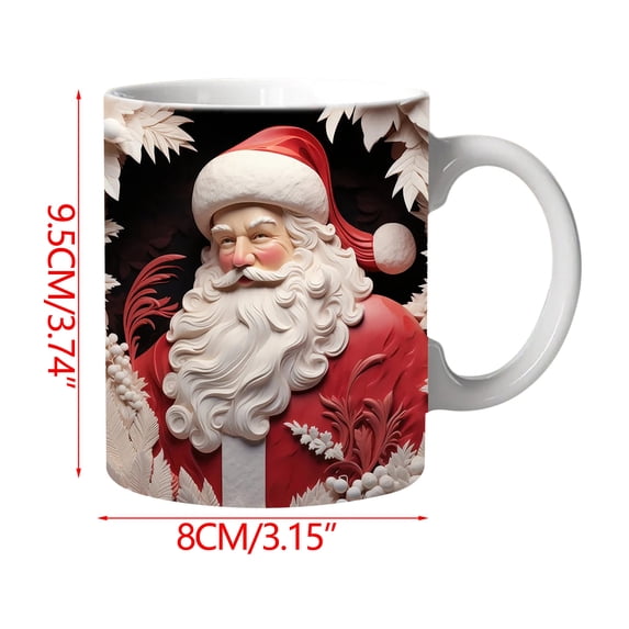EUDIDV Decorative Ceramic Mug Christmas Mug Inflated Snowman Mug, Santa Mug Press Puffy Design 15oz 11oz Coffe Large Ceramic Mug
