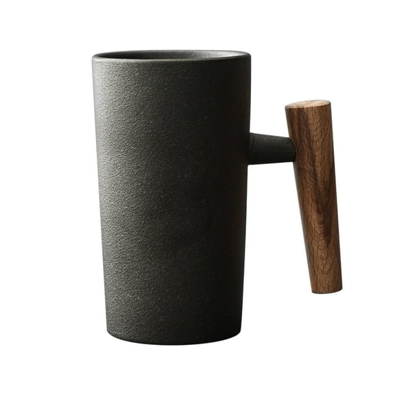 EUDIDV Decorative Ceramic Mug Nordic Earth Mugs Hand Made Ceramic Coffee Mug Retro Stoneware With Wooden Handle 201-300ml Capacity Gift For Family And Ideal For Office And Home Large Ceramic Mug