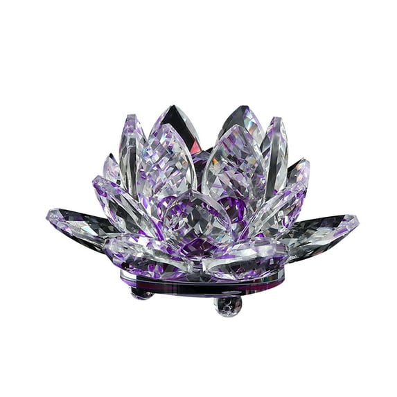 EUDIDV Decorative Faux Flowers Colored Crystal Glass Candle Tea Lamp Buddhist Candle Artificial Flowers