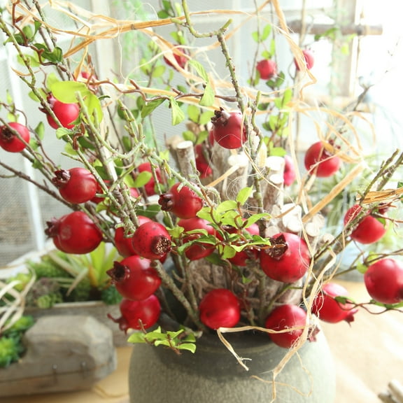 EUDIDV Decorative Faux Flowers Fake Artificial Rose Fruit Pomegranate Berries Bouquet Floral Garden Home RD Artificial Flowers