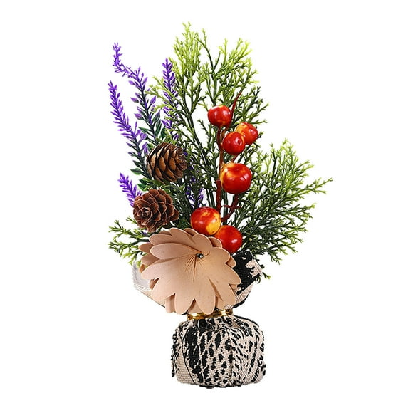 EUDIDV Decorative Faux Flowers Window Mini Christmas Tree Gifts Christmas Desktop Small Christmas Tree Ornament Artificial Flowers