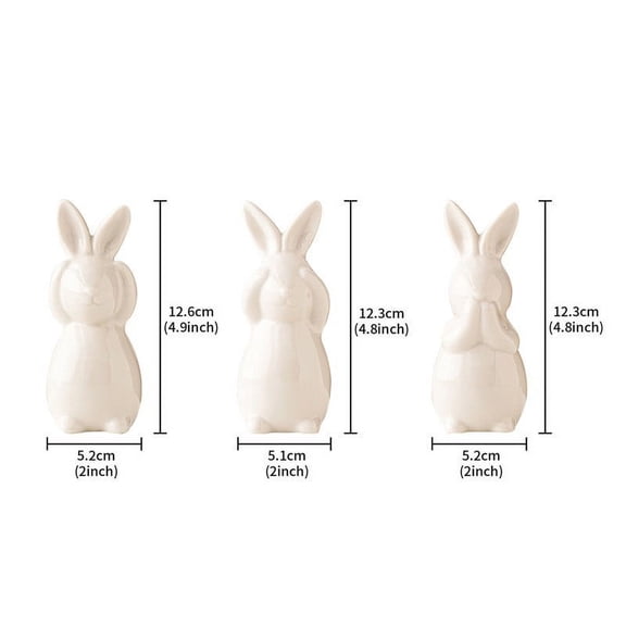 EUDIDV Easter Decor,3Pcs Set Ceramic Rabbits Figurine Garden Bunny Figurines Bunnies Decoration Easter White Bunny Figurines Mini Tabletop Rabbits Home Decoration Weddings,Easter Figurines