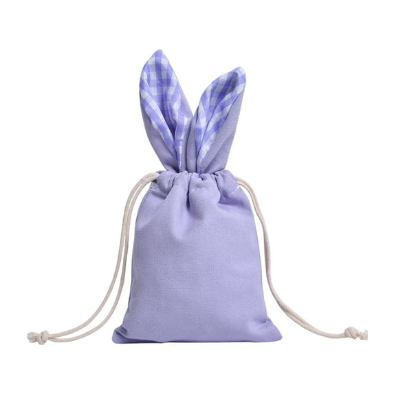 EUDIDV Easter Decor,Canvas Easter Bag Border Rabbits Ears Multicolor Easter Tote Basket,Easter Party Supplies