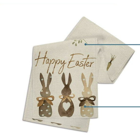 EUDIDV Easter Decor Easter Figurines Easter Bunny Dinner Mat Table Flag Easter Printed Linen Insulation Table Mat Table Towel Easter Party Supplies