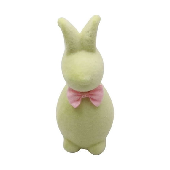 EUDIDV Easter Decor Easter Figurines With Flocked Bunny Statue Glitter Easter Bunny Tabletop Decorations Flocked Foam Bunny Statue Easter Indoor Decorations Tall 5.9in Easter Party Supplies