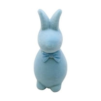 EUDIDV Easter Decor Easter Figurines With Flocked Bunny Statue Glitter Easter Bunny Tabletop Decorations Flocked Foam Bunny Statue Easter Indoor Decorations Tall 5.9in Easter Party Supplies