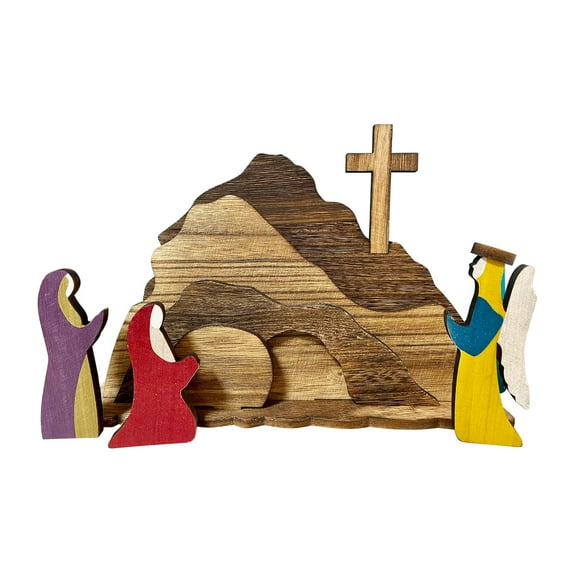EUDIDV Easter Decor Easter Figurines Wooden Nativity Set Wooden Manger Creche Nativity Scene Inspired Wedd Easter Party Supplies