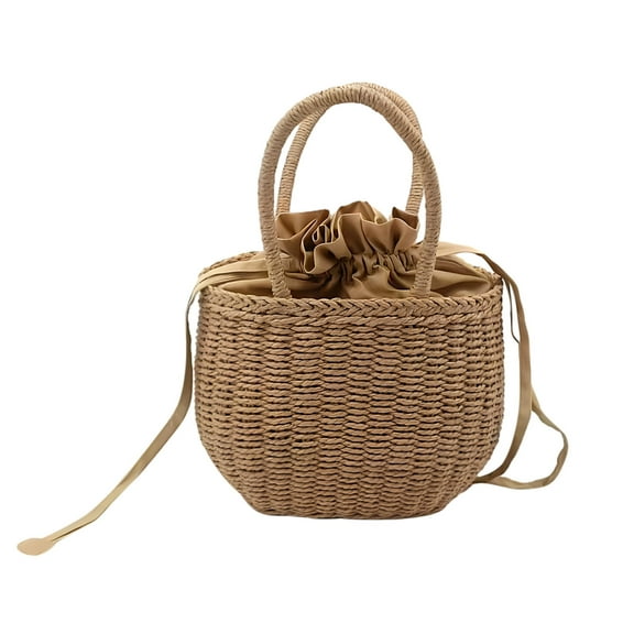 EUDIDV Easter Decorations Women Straw Bags Woven Bag Summer Beach Rattan Shoulder Bag Bag Handbag Gear Easter Eggs Party Supplies