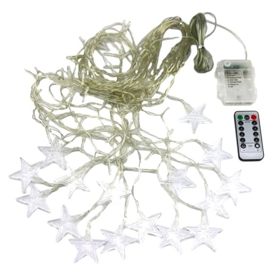 EUDIDV Festive String Lights Christmas Star Curtain Light Home Party Decoration Lights 16 Star 80Mini LED 11.5ft Light String Lights For Holiday Decor Xmas Lights