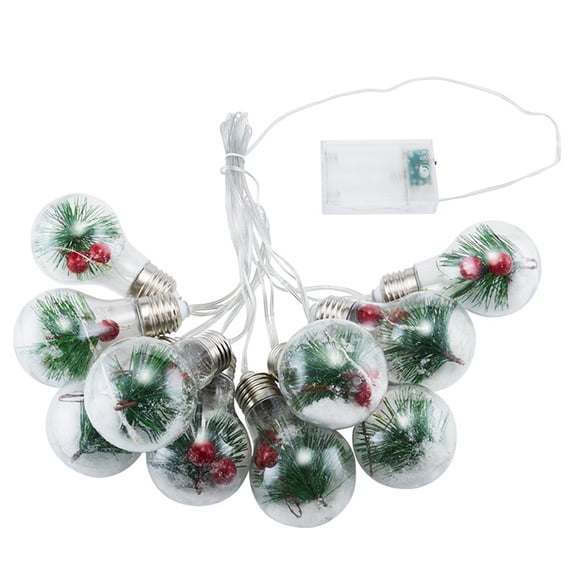 EUDIDV Festive String Lights LED Transparent Christmas Ball String Inkberry Pines Needle Filling Christmas Tree Hanging Decor 4 Meters 10 Balls 50 LED Lights Xmas Lights