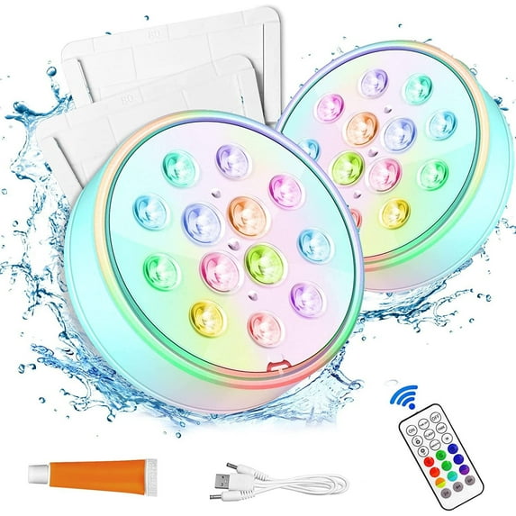 EUDIDV Floating Pool Lights Usb Charging Led13 Lights Rgb Color Changing RF Remote Control Diving Lights Timing Pool Bottom Lights 20ml Solar Lights Outdoor