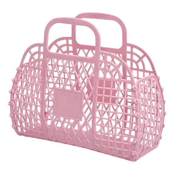 EUDIDV Foldable Laundry Hamper Bathroom Hollowed Out Wash Storage Basket Bath Basket Plastic Bath Basket Foldable Mesh Hand Basket Bath Basket (24x21x9.5cm) Large Capacity