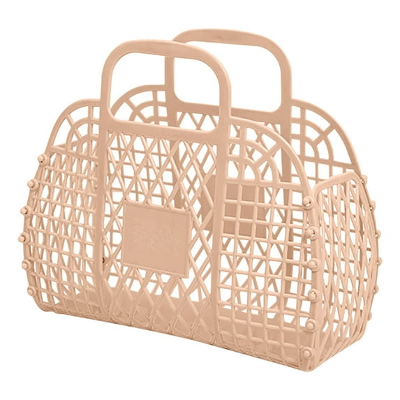 EUDIDV Foldable Laundry Hamper Bathroom Hollowed Out Wash Storage Basket Bath Basket Plastic Bath Basket Foldable Mesh Hand Basket Bath Basket (24x21x9.5cm) Large Capacity