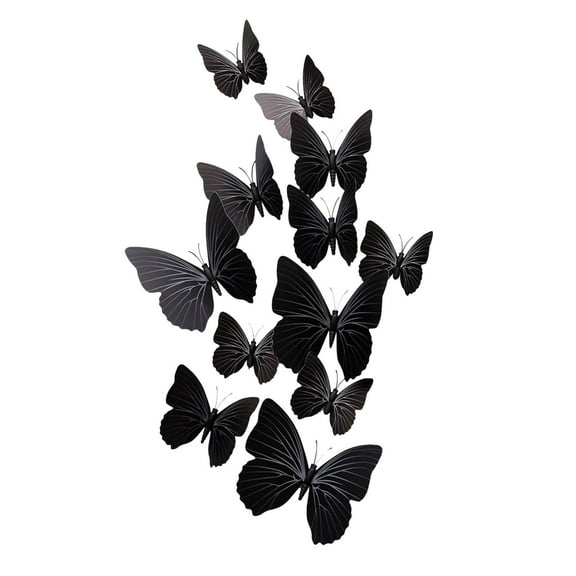 EUDIDV Halloween Decoration Stickers Artificial Black Butterfies Removable Mural Wall Stickers Wall Decal For Home Decor Scary Stickers