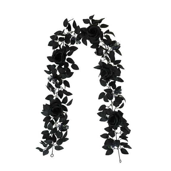 EUDIDV Halloween Decorations Artificial Hanging Plants - Black Faux Garland, Outdoor/Indoor Fake Plants for Party、Garden Decor