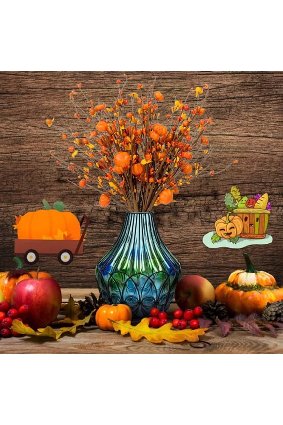 Halloween Decorations Simulated Berry Pumpkin Branch Halloween Harvests Festival Autumning Color Berry Branch Thanksgiving Indoor Decoration Sale Clearance
