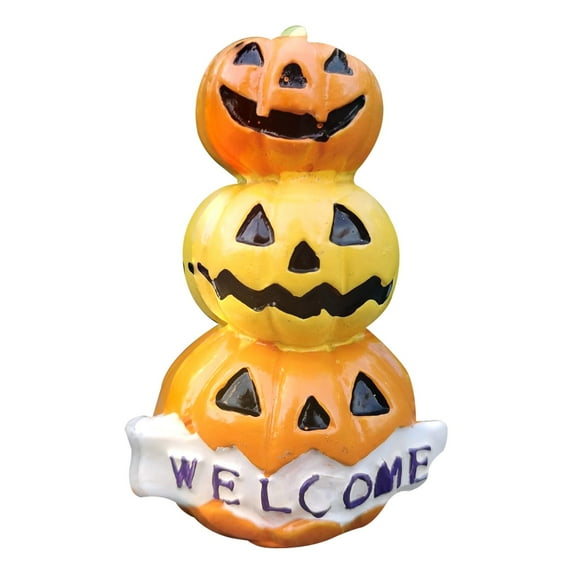 EUDIDV Halloween Figurines Halloween Pumpkin Statue Home Yard Decoration Creepy Tabletop Decor