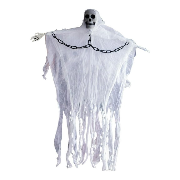 EUDIDV Halloween Ornaments Halloween Hanging Skeleton Ghost Decorations - 59in Led Light Up Red Eyes Hanging Grim Reapers With Hair For Halloween Indoor Outdoor Decoration Supplies Creepy Props