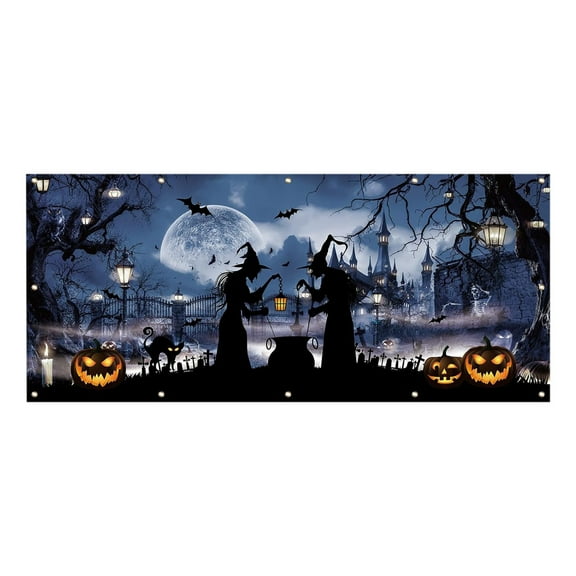 EUDIDV Halloween Pumpkin Decorations Halloween Garage Door Cover Large Halloween Garage Door Decorations Witches Hanging Garage Door Halloween Holiday Garage Door Window Wall Background