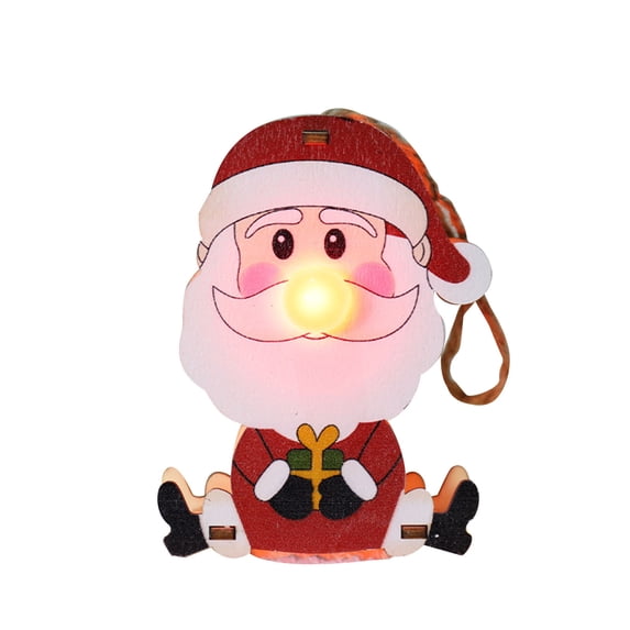 EUDIDV Hanging Decor Christmas Tree Shape Santa Snowman Pattern Wooden Christmas Decoration Night Lights Xmas Decorative