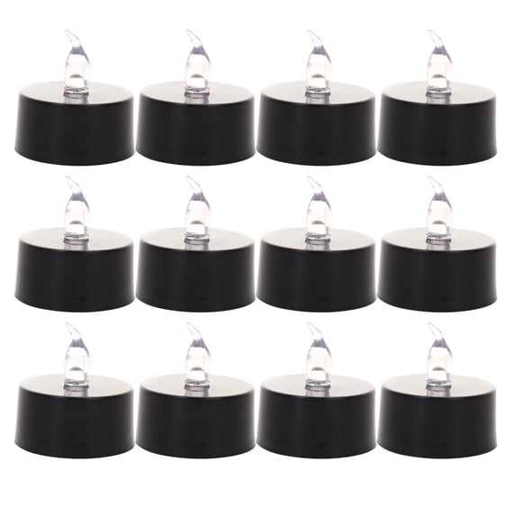 EUDIDV Haunted House Lights 12pcs Halloween Black Soft Head Small Tea Wax Party Electronic Candle Lights Camping Furnishings Decoration Props Light Halloween Decorative Lights