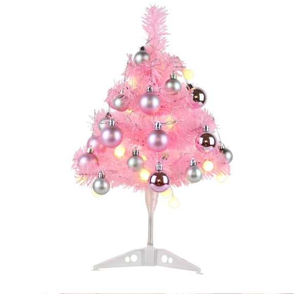 EUDIDV Holiday Decorations Christmas Tree For Girls 18 Inch Tabletop Mini Artificial Christmas Tree Girls’Christmas Tree With LED String Lights And Hanging Ornaments Battery Power Xmas Tree Ornaments
