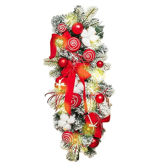 EUDIDV Holiday Decorations Light Up Christmas Swag Wreath 2023, Prelit Stairway Swag Trim,Hanging Stair Teardrop Swag Garlands,Christmas Wreaths Decoration For Front Door Holiday Xmas Tree Ornaments