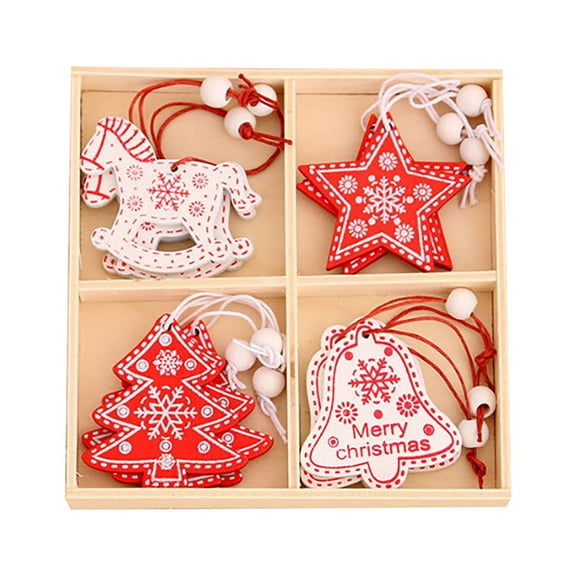 EUDIDV Holiday Hanging Decor There Are 12 Pieces Of Wooden Cottage Christmas Tree Ornaments, Wooden Christmas Bell Pendants, Christmas Tree Pendants, And Party Ornaments Xmas Decorative Hangings