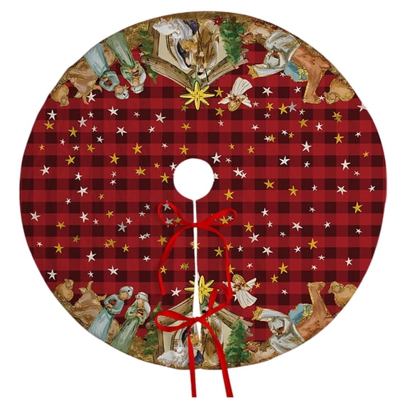EUDIDV Holiday Tree Skirt Christmas Tree Skirt Holiday Party Scene Decoration Tree Bottom Apron Decorative Tree Skirt