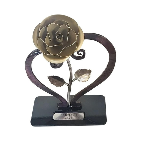 EUDIDV Home Decor Clearance Red Rose Metal With Heart Shaped Bracket Valentine's Day Gift Iron Red Metal Rose Home Decor Items
