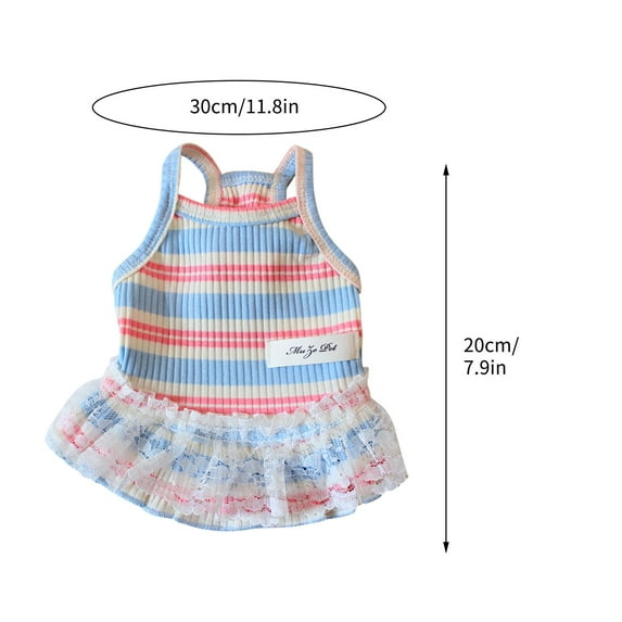 EUDIDV Home Decor Items Dog Summer Clothes Puppy Sleeveless Striped Pet Skirt Dresses Suitable For Small Medium Dog Decorative Accessories