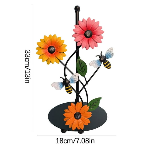 EUDIDV Home Storage Boxes Iron Sunflower Paper Towel Kitchen Decoration Accessories Room Living Room Painted Vertical Paper Towel Storage Roll Shelf Dividers