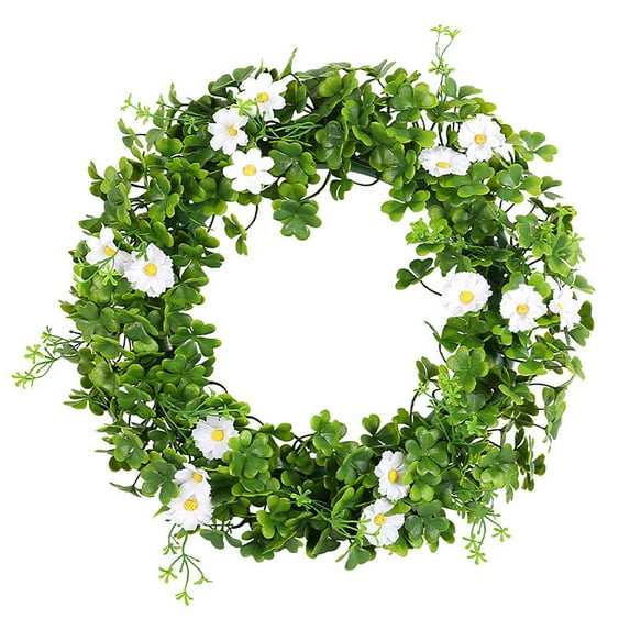 EUDIDV Irish Day Four Leaf Clovers Simulation Wreath St. Patrick's Day Decorative Wreath Door Hanging St Patrick's Charm Products