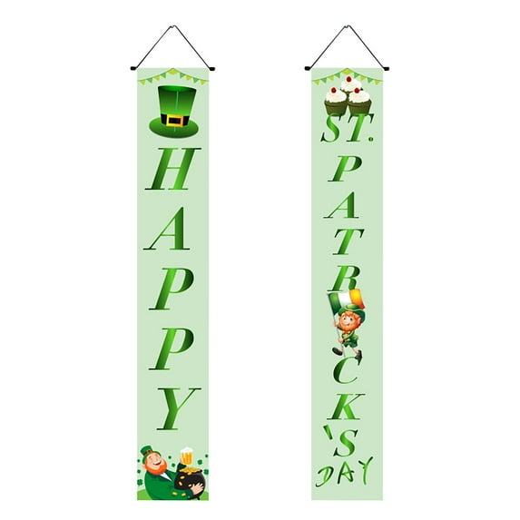 EUDIDV Irish Day St. Patrick's Day Irish Holiday Porch Sign Welcome Home Door Curtain Banner Decoration Door Hanging Painting Hanging Flag Decoration Lucky Charm Products