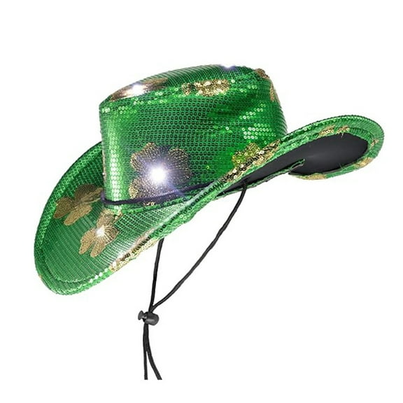 EUDIDV Irish Day St Patricks Day Hats With Light St Patrick's Day Green Velvet Top Hat Green St. Patricks Day Party Accessories Green Christmas Tree Topper Hat Lucky Charm Products