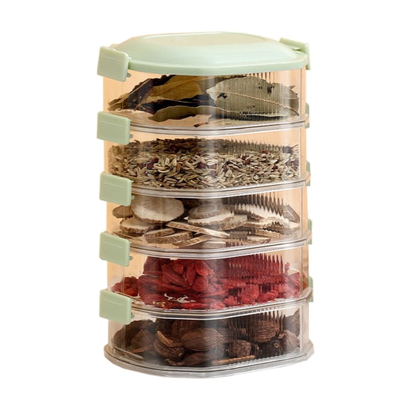 EUDIDV Leakproof Seasoning Containers Kitchen Spice Storage Box Scallion Ginger Garlic Fresh-keeping Box Can Be Stacked With Food Sealing Box Leakproof Food Box