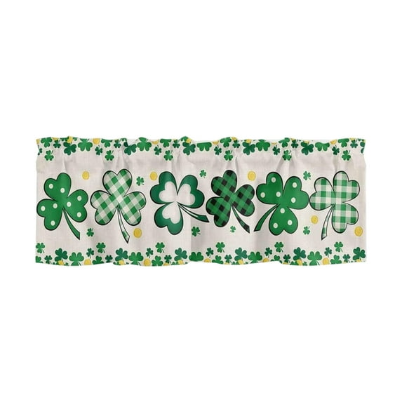EUDIDV Lucky Charm Products St. Patrick's Day Style Semi Kitchen Curtains Friendly And Easy To Clean Fabric Easy To Install Suitable For Kitchen Living Room Bedroom Irish Day