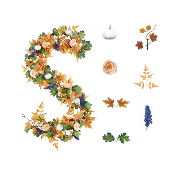 EUDIDV Maple Leaf Garland - Halloween and Thanksgiving Decor, Artificial Fall Foliage Hanging Vine for Indoor/Outdoor Party, Wedding/Fireplace Decoration with Hanging Hook