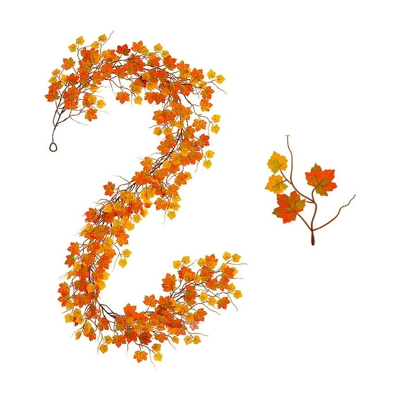 EUDIDV Maple Leaf Garland - Halloween and Thanksgiving Decor, Artificial Fall Foliage Hanging Vine for Indoor/Outdoor Party, Wedding/Fireplace Decoration with Hanging Hook