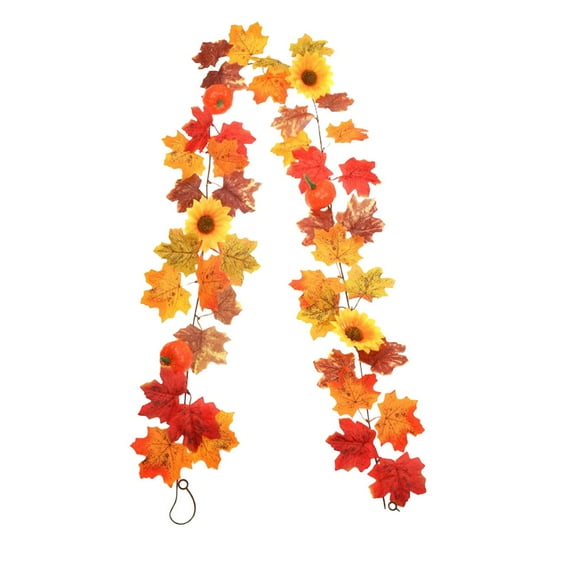 EUDIDV Maple Leaf Garland - Halloween and Thanksgiving Decor, Artificial Fall Foliage Hanging Vine for Indoor/Outdoor Party, Wedding/Fireplace Decoration with Hanging Hook