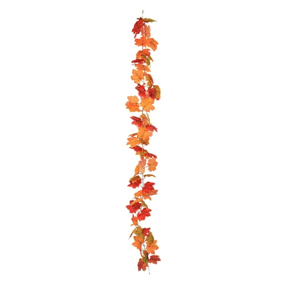 EUDIDV Maple Leaf Garland - Thanksgiving and Halloween Decor, Artificial Realistic Fall Foliage Hanging Vine for Indoor/Outdoor Party, Wedding/Fireplace Decoration with Hanging Hook
