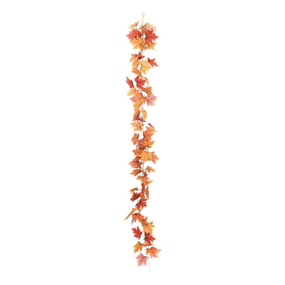 EUDIDV Maple Leaf Garland - Thanksgiving and Halloween Decor, Artificial Realistic Fall Foliage Hanging Vine for Indoor/Outdoor Party, Wedding/Fireplace Decoration with Hanging Hook