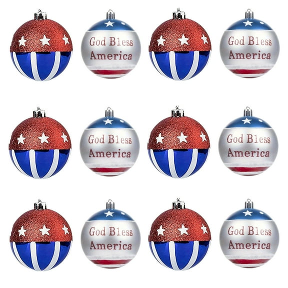 EUDIDV Patriotic Decor 12 Pcs 4th Of July Ball Ornaments Decorations For Tree Plastic Independence Day Five-pointed Star Ball Decorations Holiday Decor For Home Decor Party Supplies​